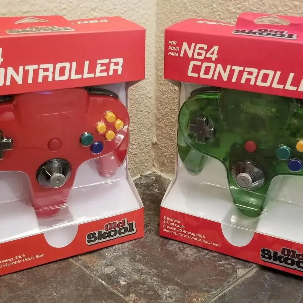 2 N64 Controllers - Red & Jungle Green (NEW) - Nintendo64 - Old Skool